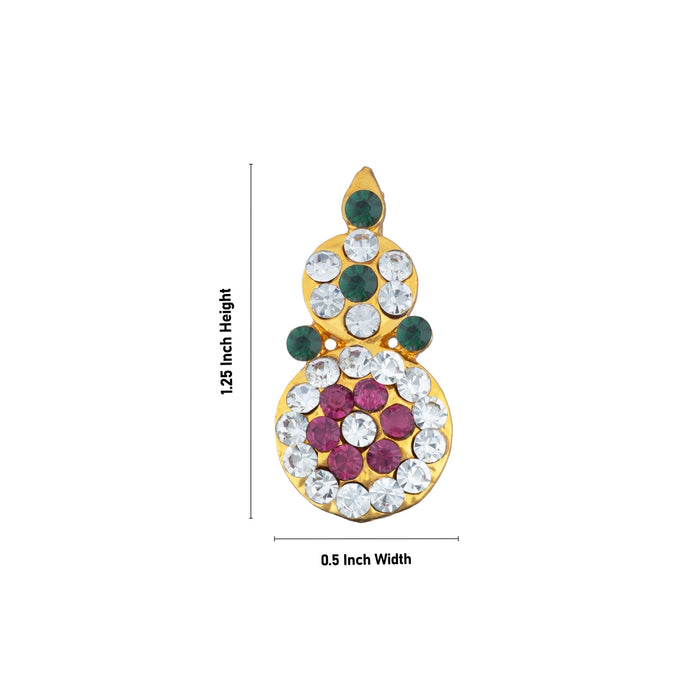 Stone Earring Pair - 1.25 x 0.5 Inches | Stud Earring/ Multicolour Stone Karnapathiram for Deity/ 10 Gms Approx - Head & Face Accessories