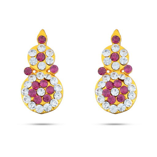 Stone Earring Pair - 1.25 x 0.5 Inches | Stud Earring/ Stone Karnapathiram for Deity/ 10 Gms Approx - Head & Face Accessories