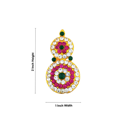 Stone Earring Pair - 2 x 1 Inches | Stud Earring/ Multicolour Stone Karnapathiram for Deity/ 30 Gms Approx - Head & Face Accessories