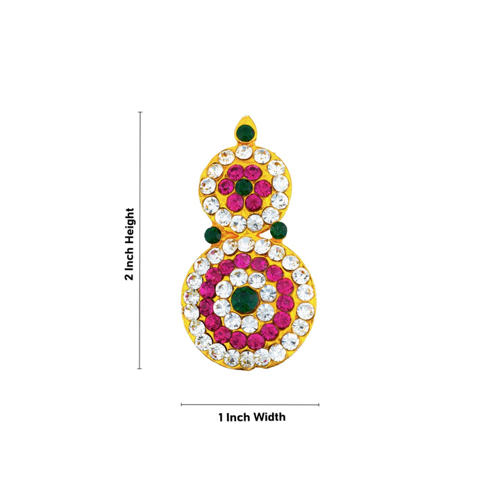 Stone Earring Pair - 2 x 1 Inches | Stud Earring/ Multicolour Stone Karnapathiram for Deity/ 30 Gms Approx - Head & Face Accessories