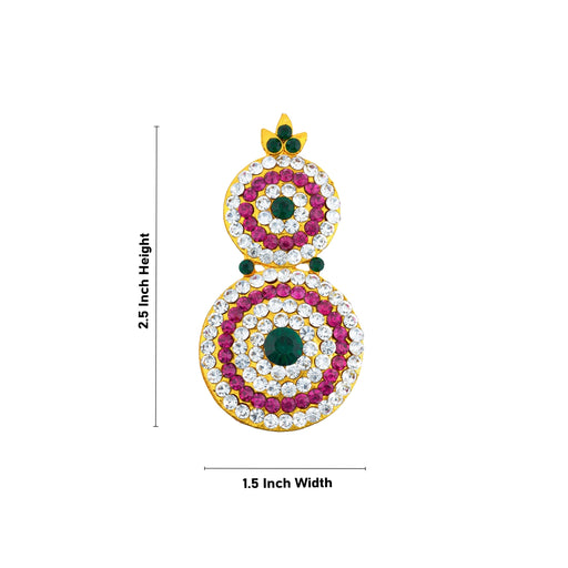 Stone Earring Pair - 2.5 x 1.5 Inches | Stud Earring/ Multicolour Stone Karnapathiram for Deity/ 55 Gms Approx - Head & Face Accessories
