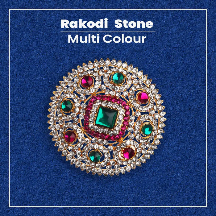 Rakodi - 3 Inches Dia | Hair Accessories/ MultiColour Stone Jewellery/ Jewelry for Deity - Head & Face Accessories