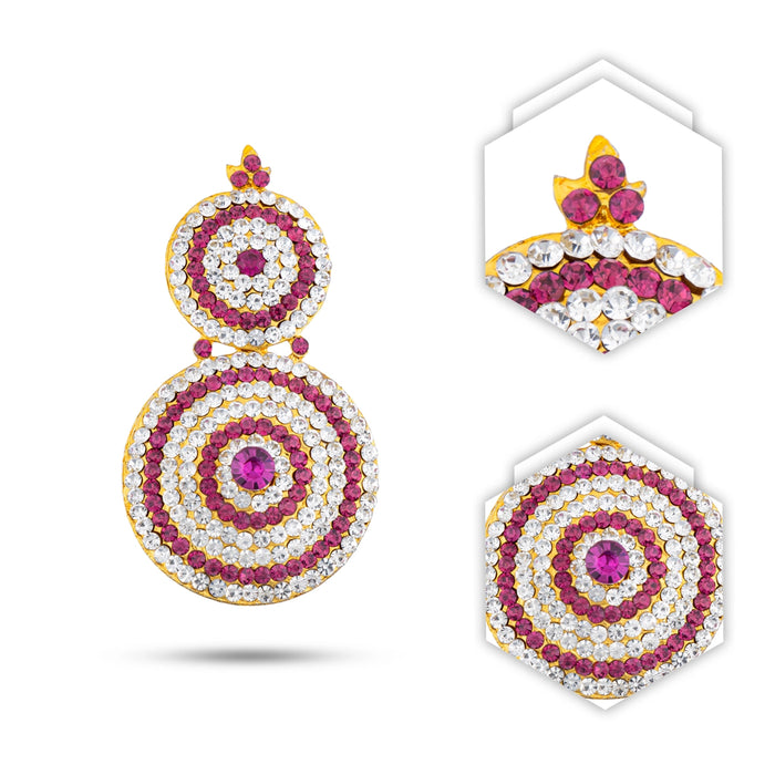 Stone Earring Pair - 3.5 x 1.75 Inches | Stud Earring/ Stone Karnapathiram for Deity/ 95 Gms Approx - Head & Face Accessories