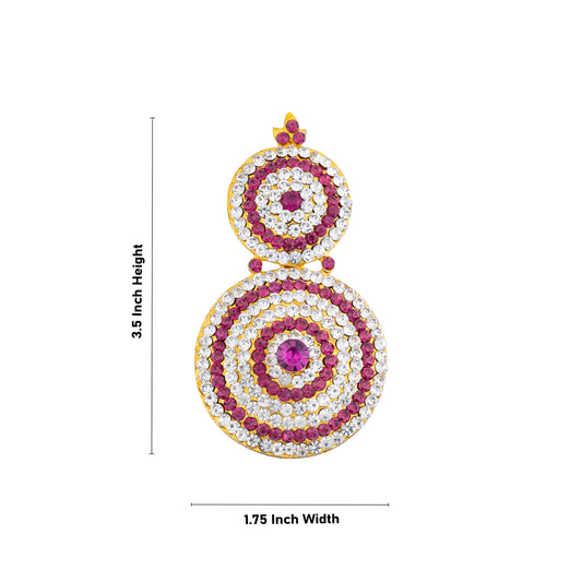 Stone Earring Pair - 3.5 x 1.75 Inches | Stud Earring/ Stone Karnapathiram for Deity/ 95 Gms Approx - Head & Face Accessories