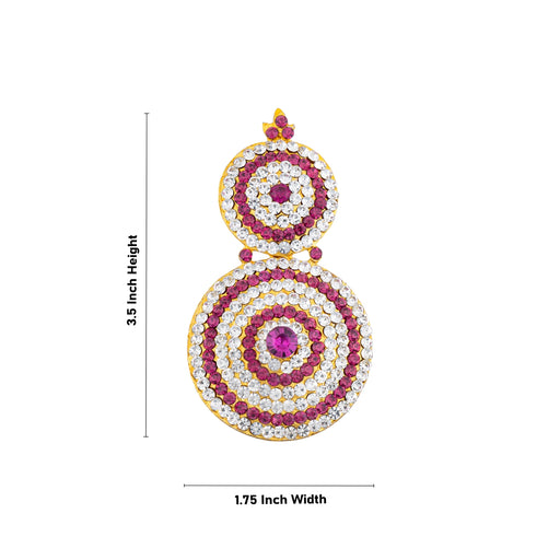 Stone Earring Pair - 3.5 x 1.75 Inches | Stud Earring/ Stone Karnapathiram for Deity/ 95 Gms Approx - Head & Face Accessories