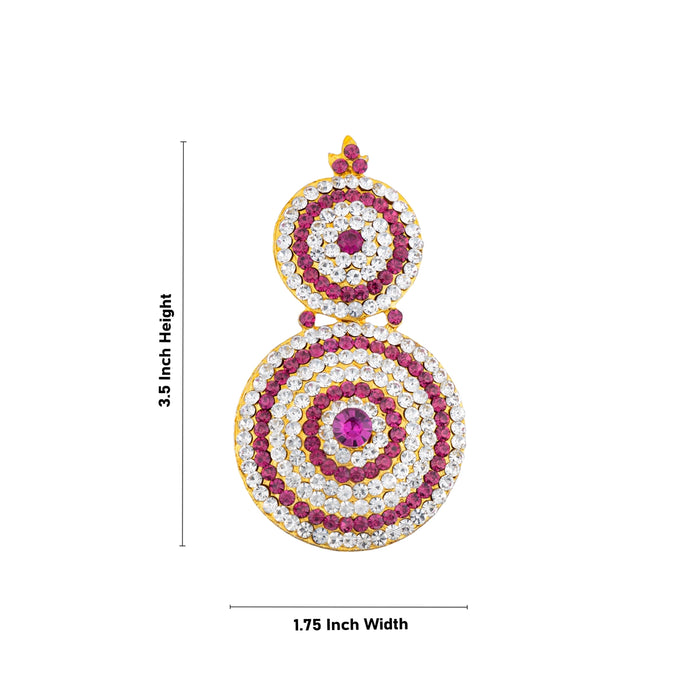 Stone Earring Pair - 3.5 x 1.75 Inches | Stud Earring/ Stone Karnapathiram for Deity/ 95 Gms Approx - Head & Face Accessories