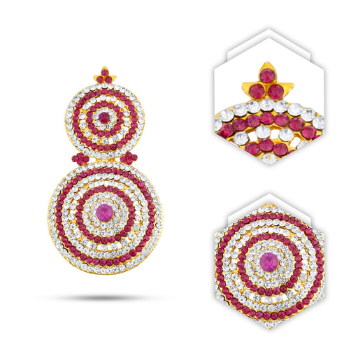 Stone Earring Pair - 4 x 2 Inches | Stud Earring/ Stone Karnapathiram for Deity/ 130 Gms Approx - Head & Face Accessories
