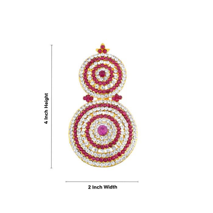 Stone Earring Pair - 4 x 2 Inches | Stud Earring/ Stone Karnapathiram for Deity/ 130 Gms Approx - Head & Face Accessories