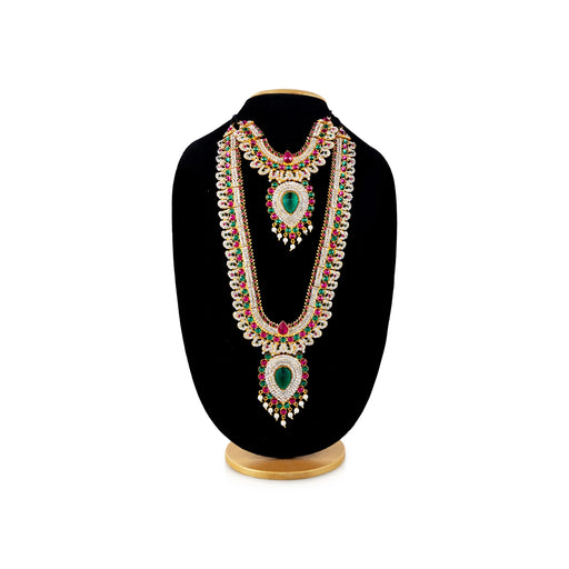 Two Step Stone Haram - 14.5 Inches | Multicolour Stone Jewellery / Stone Necklace for Deity - Neck & Body Accessories