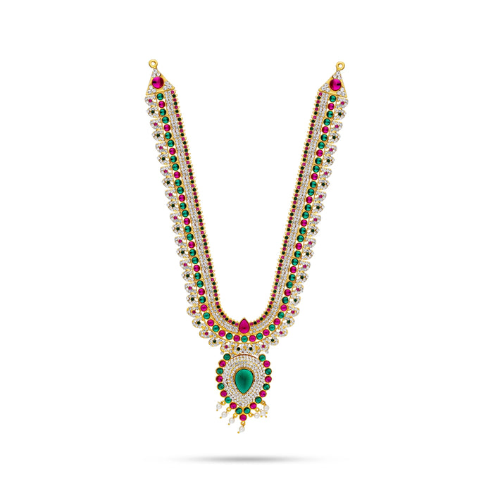 Two Step Stone Haram - 14.5 Inches | Multicolour Stone Jewellery / Stone Necklace for Deity - Neck & Body Accessories