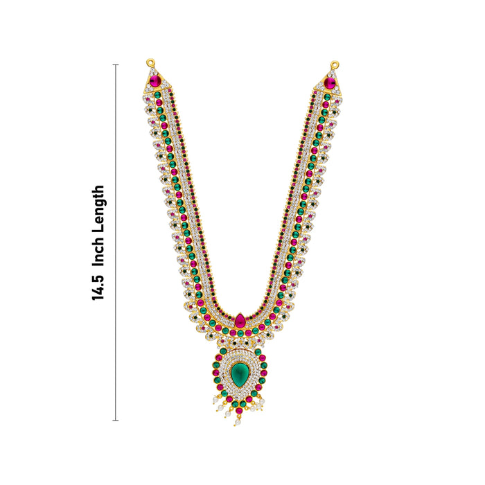 Two Step Stone Haram - 14.5 Inches | Multicolour Stone Jewellery / Stone Necklace for Deity - Neck & Body Accessories