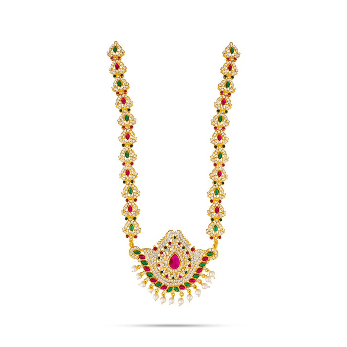 Three Step Stone Haram - 12 Inches | Multicolour Stone Jewellery/ 3 Step Stone Haram for Deity Decor