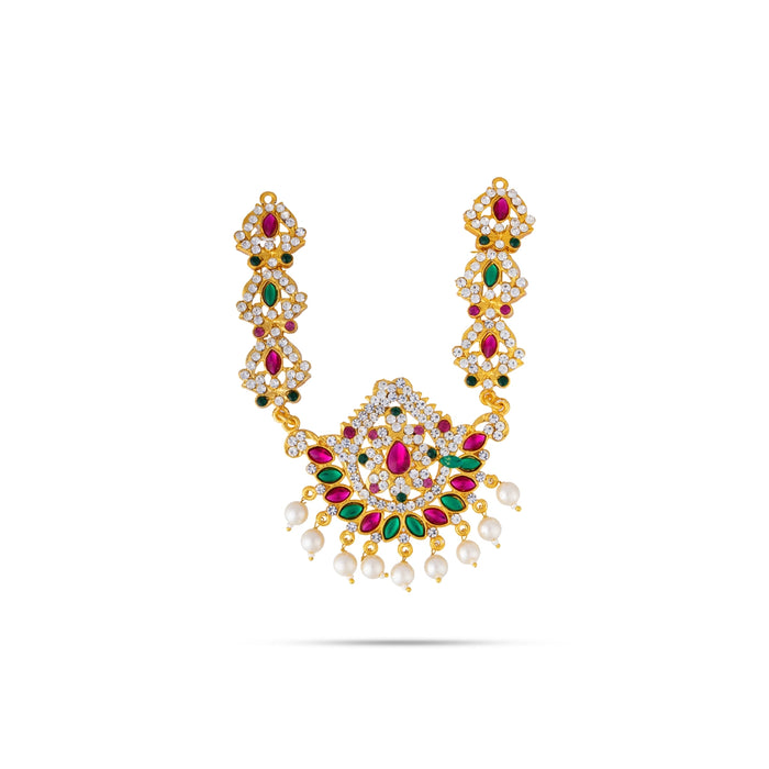 Three Step Stone Haram - 12 Inches | Multicolour Stone Jewellery/ 3 Step Stone Haram for Deity Decor