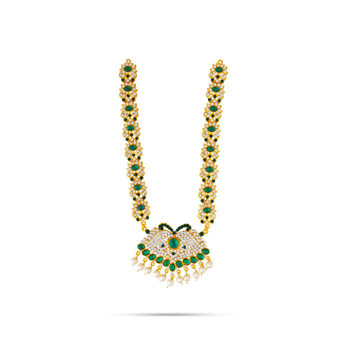 Three Step Stone Haram - 12 Inches | Multicolour Stone Jewellery/ 3 Step Stone Haram for Deity Decor