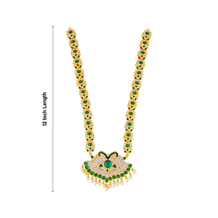 Three Step Stone Haram - 12 Inches | Multicolour Stone Jewellery/ 3 Step Stone Haram for Deity Decor