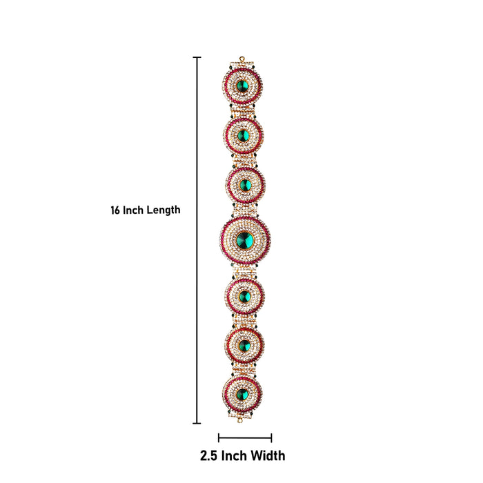 Stone Belt - 2.5 x 16 Inch | Waist Belt/ Hip Belt/ God Ornament/ Multicolour Stone Jewellery for Deity - Waist & Leg Accessories