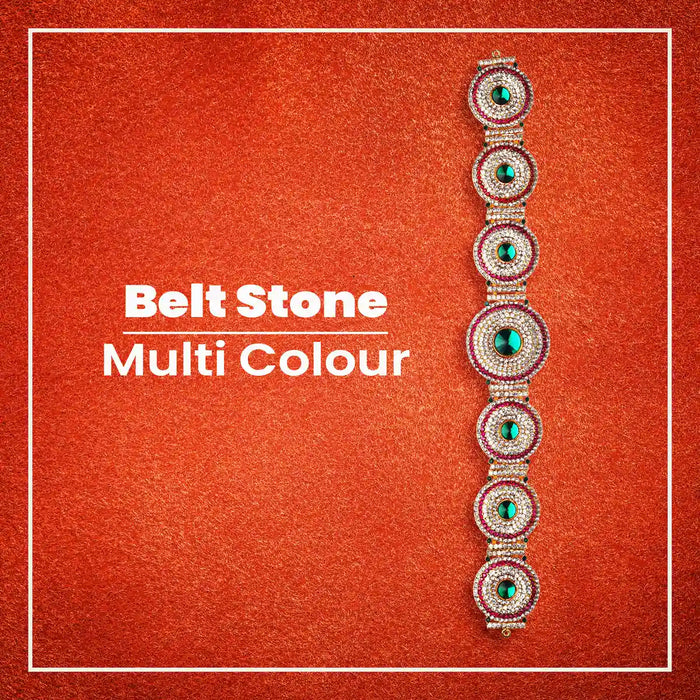 Stone Belt - 2.5 x 16 Inch | Waist Belt/ Hip Belt/ God Ornament/ Multicolour Stone Jewellery for Deity - Waist & Leg Accessories