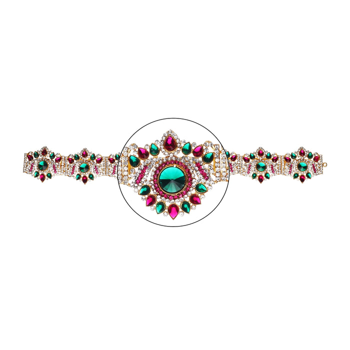 Stone Belt - 2.6 x 16 Inch | Waist Belt/ Hip Belt/ God Ornament/ Multicolour Stone Jewellery for Deity - Waist & Leg Accessories