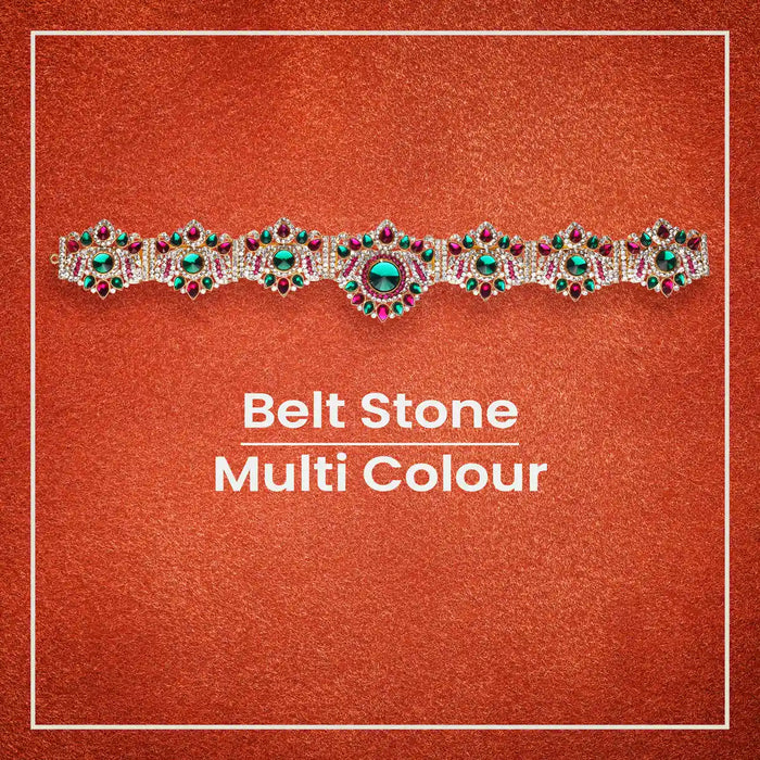 Stone Belt - 2.6 x 16 Inch | Waist Belt/ Hip Belt/ God Ornament/ Multicolour Stone Jewellery for Deity - Waist & Leg Accessories