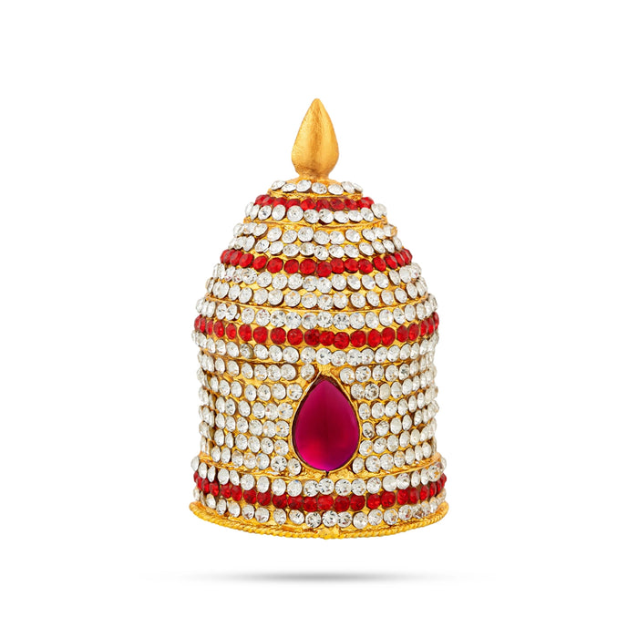 Half Crown - 3 x 2 Inches | Half Turban/ Half Kiridam/ Multicolour Stone Half Kireedam for Deity - Head & Face Accessories