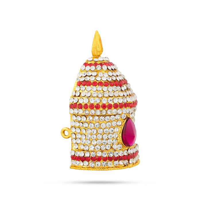 Half Crown - 3 x 2 Inches | Half Turban/ Half Kiridam/ Multicolour Stone Half Kireedam for Deity - Head & Face Accessories