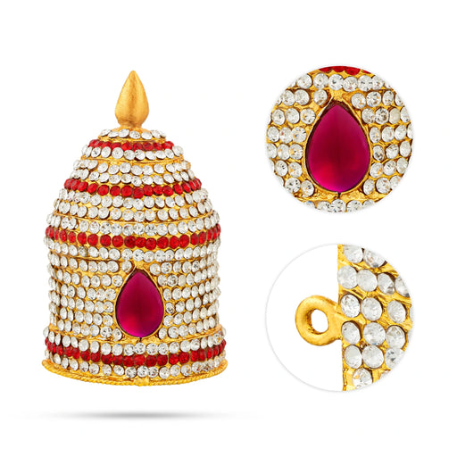 Half Crown - 3 x 2 Inches | Half Turban/ Half Kiridam/ Multicolour Stone Half Kireedam for Deity - Head & Face Accessories