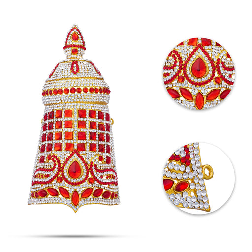 Half Stone Crown - 8.5 X 3.25 Inches | Multicolour Stone Kireedam/ Stone Kiridam/ Mukut For Deity Decor - Head & Face Accessories