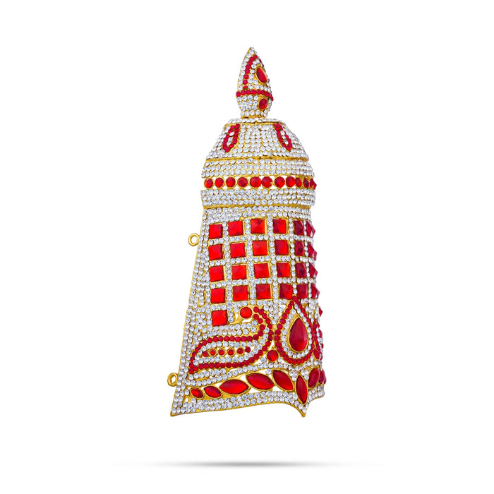 Half Stone Crown - 8.5 X 3.25 Inches | Multicolour Stone Kireedam/ Stone Kiridam/ Mukut For Deity Decor - Head & Face Accessories