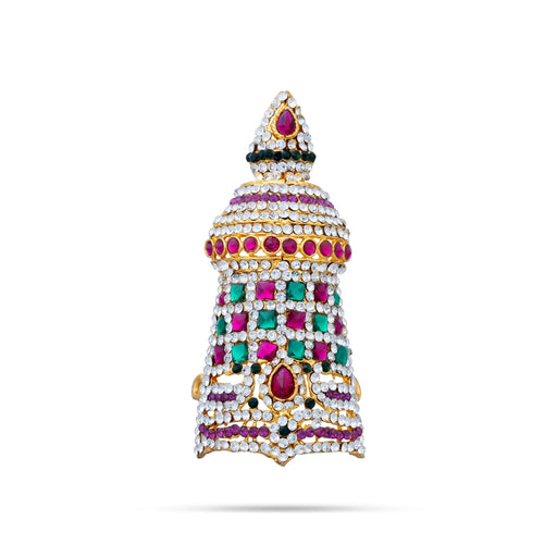 Half Stone Crown - 3.5 X 1.25 Inches | Multicolour Stone Kireedam/ Stone Kiridam/ Mukut For Deity Decor - Head & Face Accessories