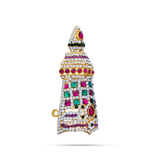 Half Stone Crown - 3.5 X 1.25 Inches | Multicolour Stone Kireedam/ Stone Kiridam/ Mukut For Deity Decor - Head & Face Accessories