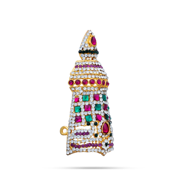 Half Stone Crown - 3.5 X 1.25 Inches | Multicolour Stone Kireedam/ Stone Kiridam/ Mukut For Deity Decor - Head & Face Accessories