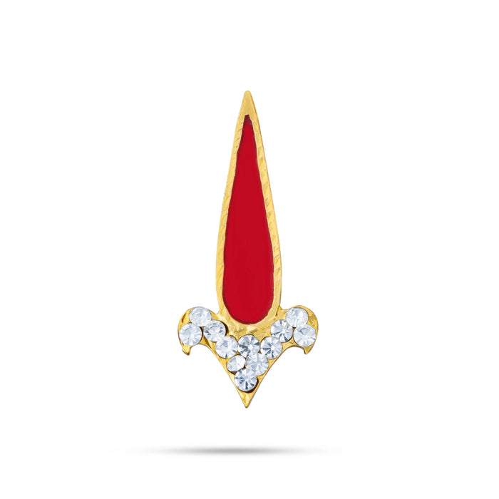 Stone Bindi - 1.5 X 0.5 Inches | Stone Pottu/ Tilak Stone/ Bindi With Stone For Deity Decor - Head & Face Accessories