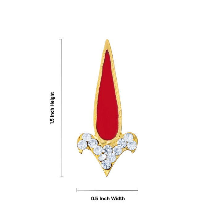 Stone Bindi - 1.5 X 0.5 Inches | Stone Pottu/ Tilak Stone/ Bindi With Stone For Deity Decor - Head & Face Accessories