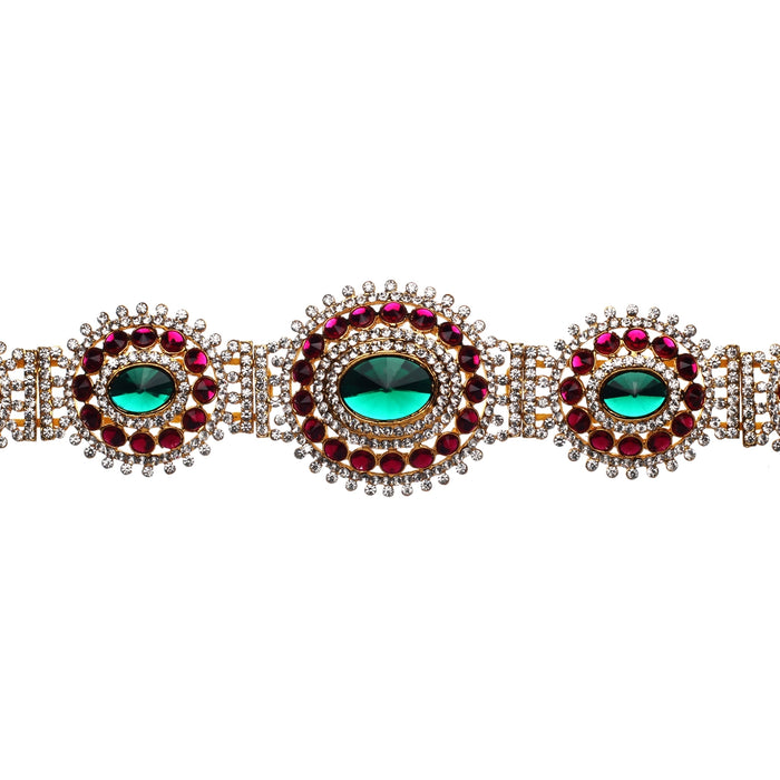 Stone Belt - 2.5 x 18 Inch | Waist Belt/ Hip Belt/ God Ornament/ Multicolour Stone Jewellery for Deity - Waist & Leg Accessories