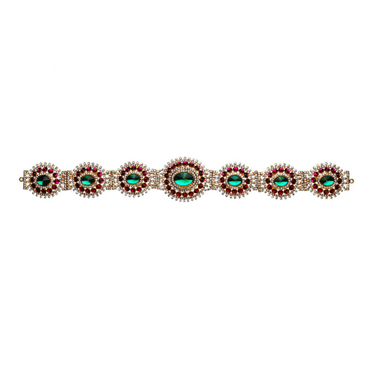 Stone Belt - 2.5 x 18 Inch | Waist Belt/ Hip Belt/ God Ornament/ Multicolour Stone Jewellery for Deity - Waist & Leg Accessories