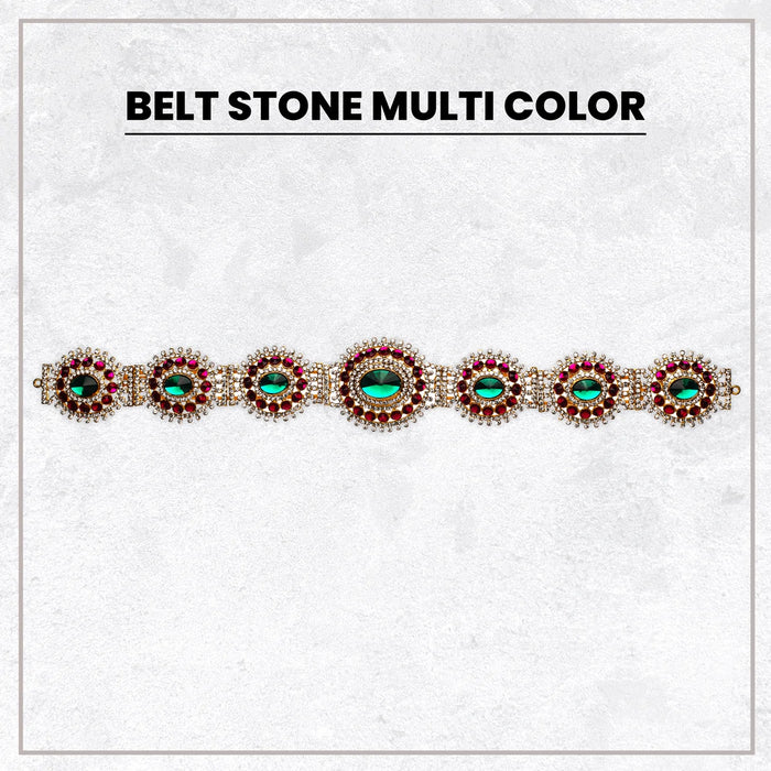Stone Belt - 2.5 x 18 Inch | Waist Belt/ Hip Belt/ God Ornament/ Multicolour Stone Jewellery for Deity - Waist & Leg Accessories