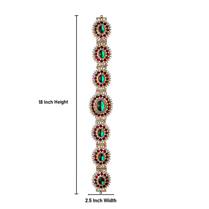 Stone Belt - 2.5 x 18 Inch | Waist Belt/ Hip Belt/ God Ornament/ Multicolour Stone Jewellery for Deity - Waist & Leg Accessories