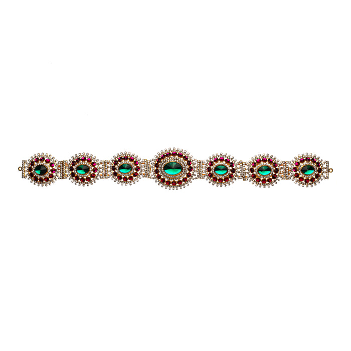 Stone Belt - 2.5 x 18 Inch | Waist Belt/ Hip Belt/ God Ornament/ Multicolour Stone Jewellery for Deity