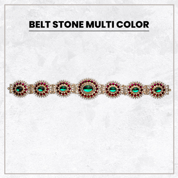 Stone Belt - 2.5 x 18 Inch | Waist Belt/ Hip Belt/ God Ornament/ Multicolour Stone Jewellery for Deity