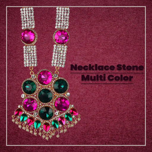 Stone Necklace - 10.5 x 5 Inches | Necklace/ Multicolour Stone Jewelry/ Jewellery for Deity - Neck & Body Accessories