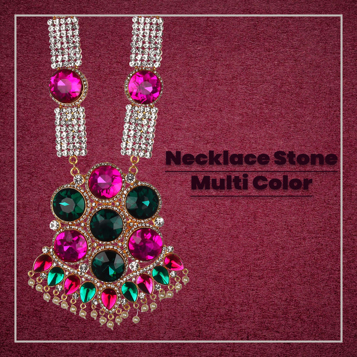 Stone Necklace - 10.5 x 5 Inches | Necklace/ Multicolour Stone Jewelry/ Jewellery for Deity