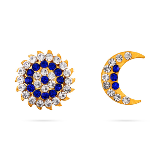 Stone Sun And Moon Pair - 0.75 Inch | Varalakshmi Decor/ Hair Accessories/ Sun Moon Stone Jewellery For Deity - Head & Face Accessories