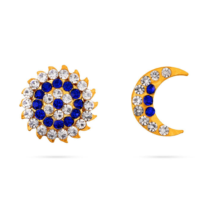 Stone Sun And Moon Pair - 0.75 Inch | Varalakshmi Decor/ Hair Accessories/ Sun Moon Stone Jewellery For Deity - Head & Face Accessories