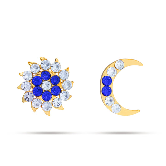 Stone Sun And Moon Pair - 0.5 Inch | Varalakshmi Decor/ Hair Accessories/ Sun Moon Stone Jewellery For Deity - Head & Face Accessories