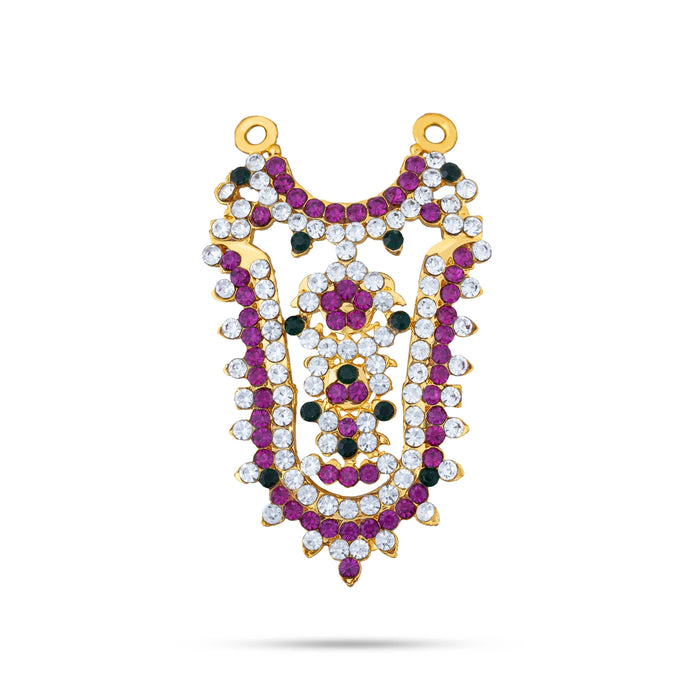 Stone Necklace - 2 X 1.25 Inches | Artificial Jewelry/ Kavacham/ Multicolour Stone Jewellery For Deity Decor - Neck & Body Accessories