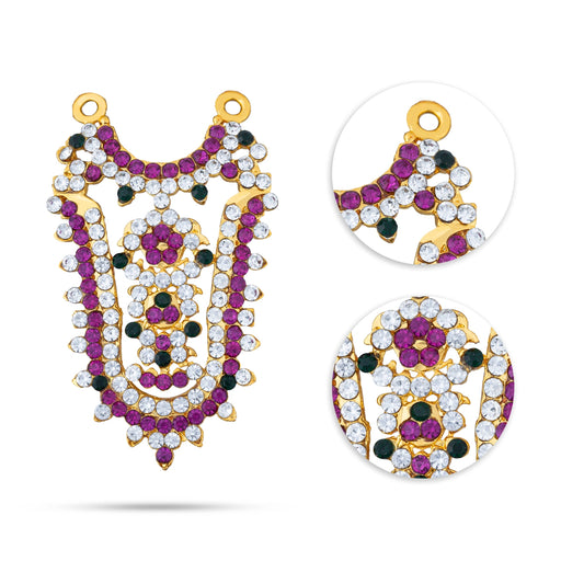 Stone Necklace - 2 X 1.25 Inches | Artificial Jewelry/ Kavacham/ Multicolour Stone Jewellery For Deity Decor - Neck & Body Accessories