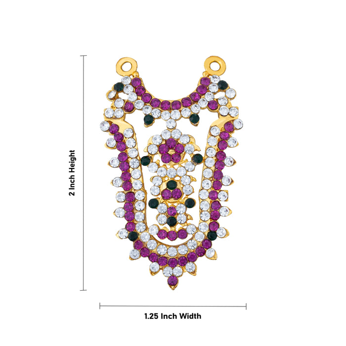 Stone Necklace - 2 X 1.25 Inches | Artificial Jewelry/ Kavacham/ Multicolour Stone Jewellery For Deity Decor - Neck & Body Accessories