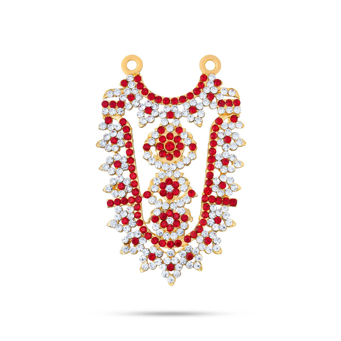 Stone Necklace - 3 X 1.75 Inches | Artificial Jewelry/ Kavacham/ Multicolour Stone Jewellery For Deity Decor - Neck & Body Accessories