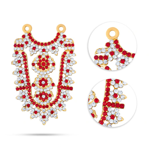 Stone Necklace - 3 X 1.75 Inches | Artificial Jewelry/ Kavacham/ Multicolour Stone Jewellery For Deity Decor - Neck & Body Accessories