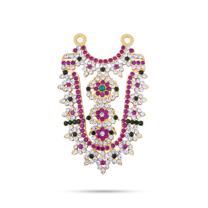 Stone Necklace - 3 X 1.75 Inches | Artificial Jewelry/ Kavacham/ Multicolour Stone Jewellery For Deity Decor - Neck & Body Accessories